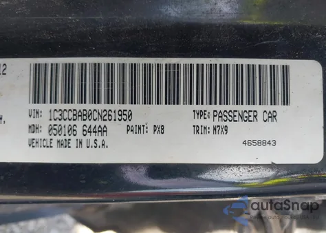 2012 Chrysler 200 Lx from USA, damaged, VIN 1C3CCBAB0CN261950